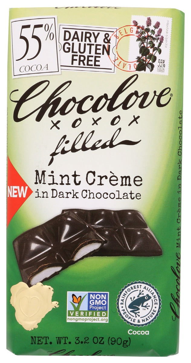CHOCOLOVE: Mint Creme In Dark Chocolate, 3.2 oz - No Brand For Less 