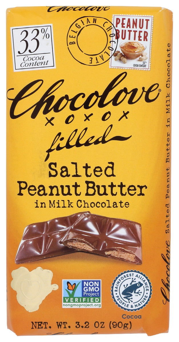 CHOCOLOVE: Salted Peanut Butter in Milk Chocolate, 3.2 oz - No Brand For Less 