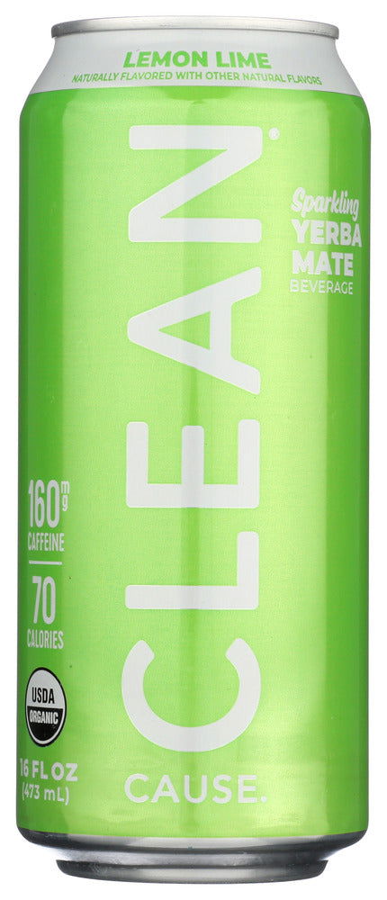 CLEAN CAUSE: Lemon Lime Sparkling Yerba Mate Tea, 16 fo - No Brand For Less 