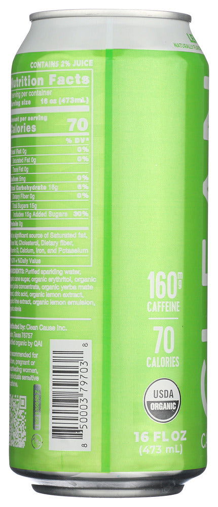 CLEAN CAUSE: Lemon Lime Sparkling Yerba Mate Tea, 16 fo - No Brand For Less 