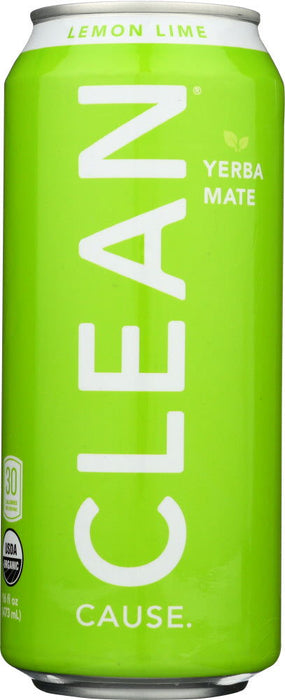 CLEAN CAUSE: Sparkling Yerba Mate Tea Lemon Lime, 16 fl oz - No Brand For Less 