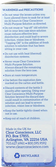 CLEAR CONSCIENCE: Contact Lens Multi Purpose Solution, 12 oz - No Brand For Less