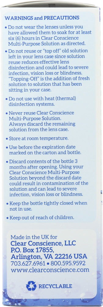 CLEAR CONSCIENCE: Contact Lens Multi Purpose Solution, 12 oz - No Brand For Less