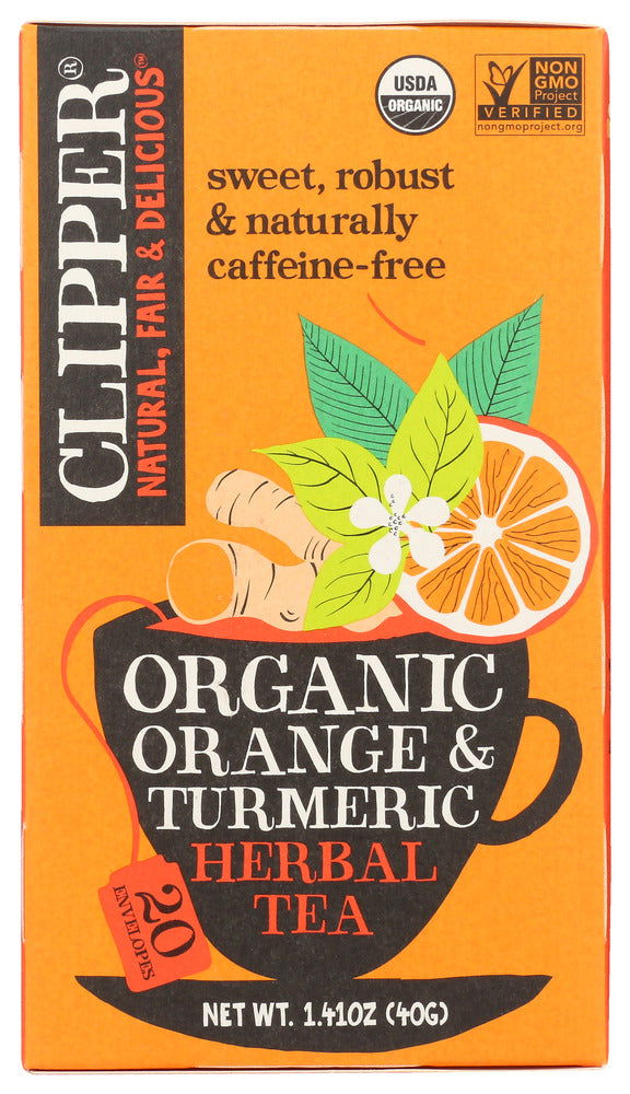 CLIPPER: Organic Orange Turmeric Herbal Tea, 1.41 oz - No Brand For Less