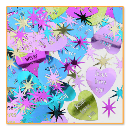 Jesus Loves You Confetti – (½ Oz/Pkg) by Beistle for Religious Diploma Mill Confetti