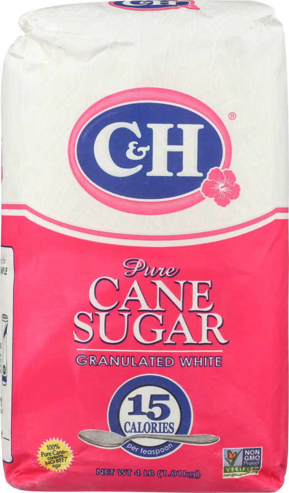 C & H: Sugar Pure Cane Granulatd, 4 LB - No Brand For Less