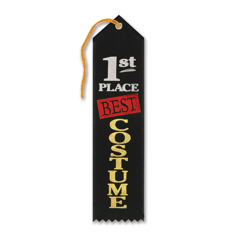 Best Costume "1st" Place Award Ribbon – 2" x 8" by Beistle for Halloween Award Ribbons