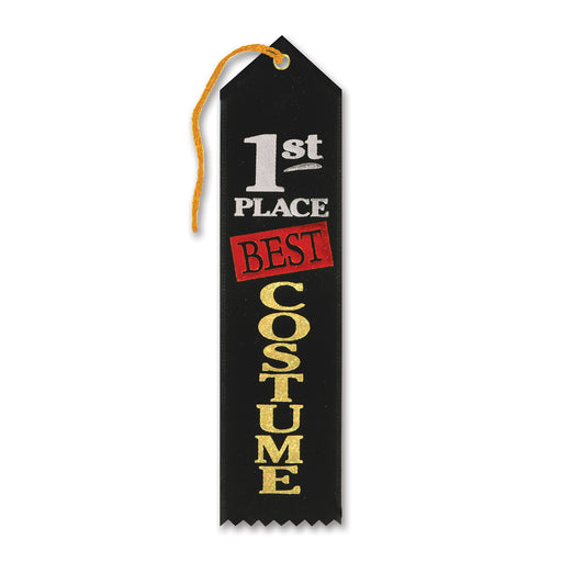 Best Costume "1st" Place Award Ribbon – 2" x 8" by Beistle for Halloween Award Ribbons