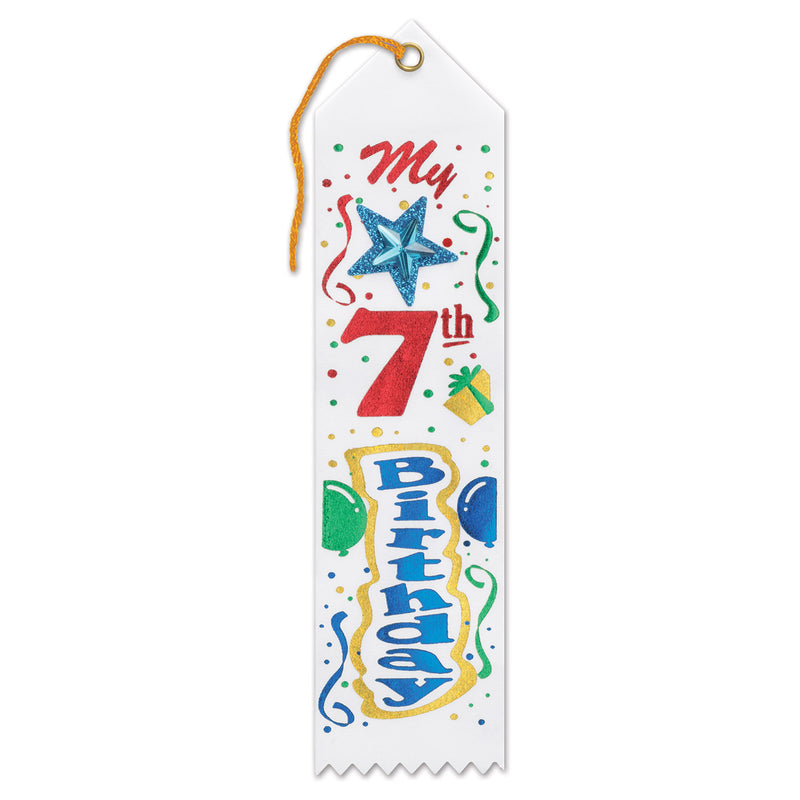 My "7th" Birthday Jeweled Ribbon – 2" x 8" by Beistle for Birthday-Age Specific Award Ribbons