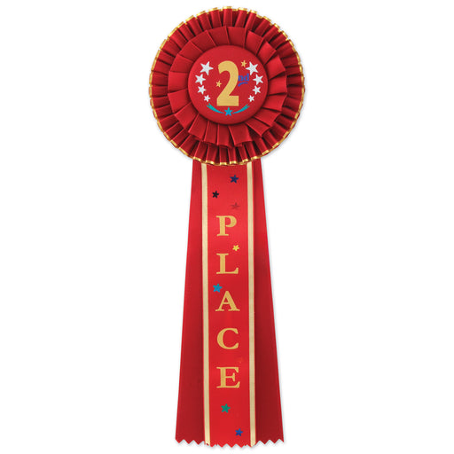 "2nd" Place Deluxe Rosette – 4½" x 13½" by Beistle for Sports Deluxe Rosettes
