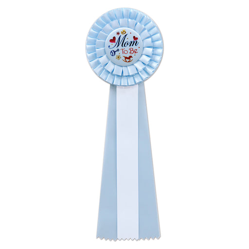 Blue Mom To Be Deluxe Rosette – 4½" x 13½" by Beistle for Baby Shower Deluxe Rosettes