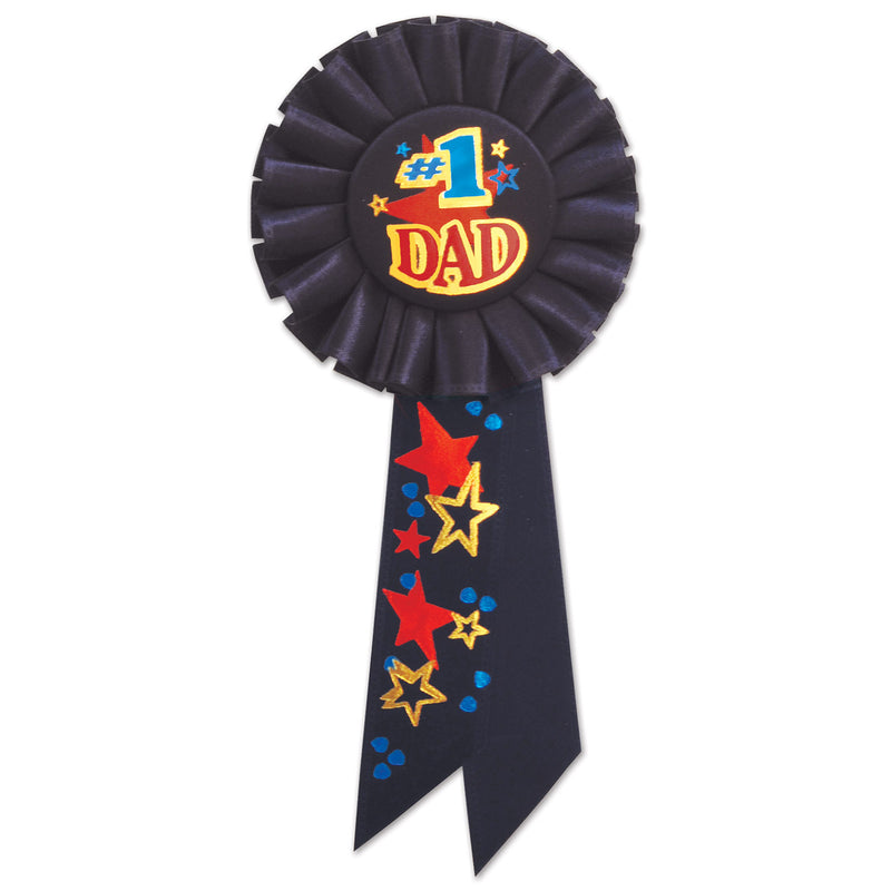 #1 Dad Rosette – 3¼" x 6½" by Beistle for Mothers/Fathers Day Rosettes