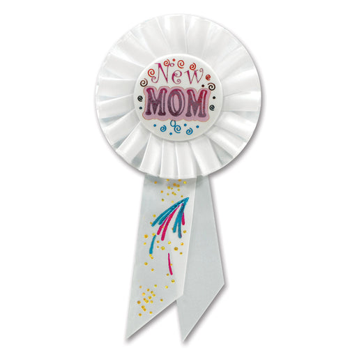 New Mom Rosette – 3¼" x 6½" by Beistle for Baby Shower Rosettes