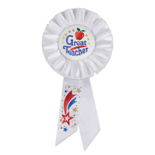Great Teacher Rosette – 3¼" x 6½" by Beistle for Educational Rosettes