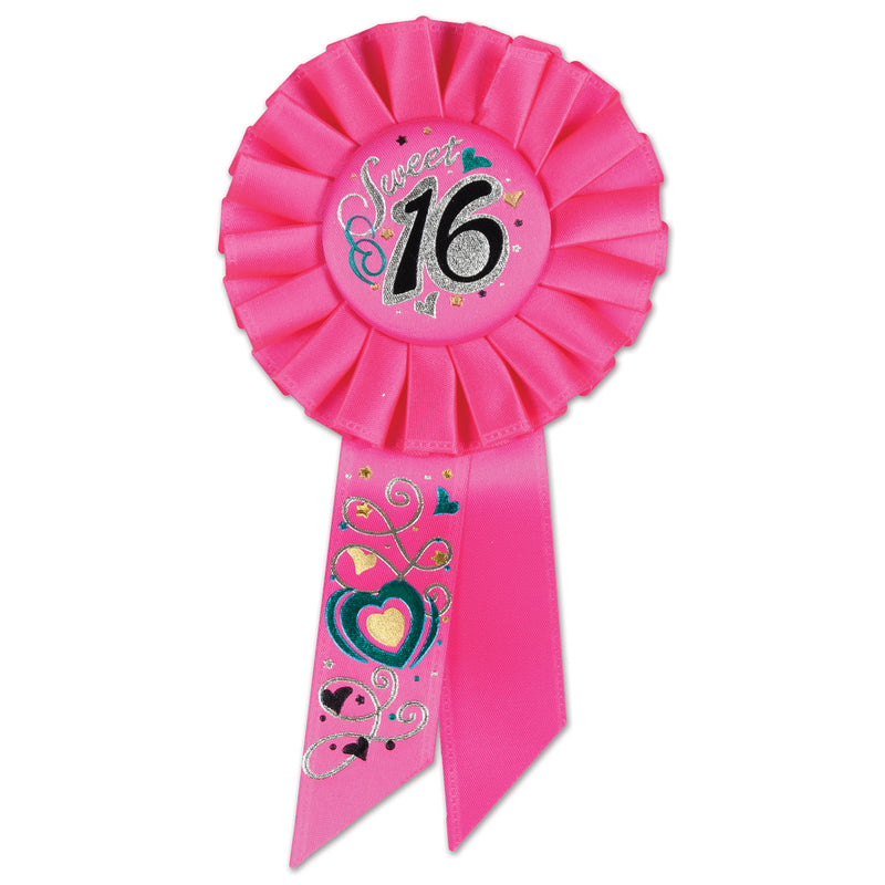 Sweet 16 Rosette – 3¼" x 6½" by Beistle for Sweet 16 Rosettes