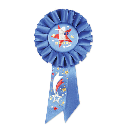 "1st" Place Rosette – 3¼" x 6½" by Beistle for Sports Rosettes