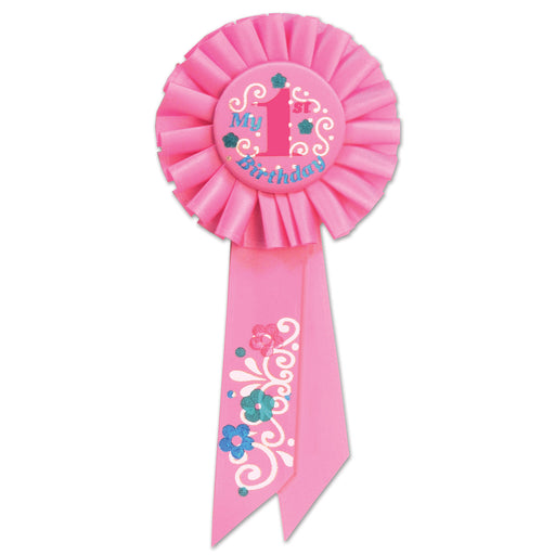 My "1st" Birthday Rosette – 3¼" x 6½" by Beistle for 1st Birthday Rosettes