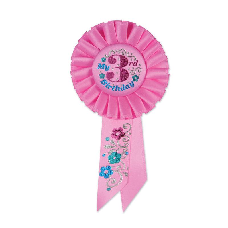 My "3rd" Birthday Rosette – 3¼" x 6½"