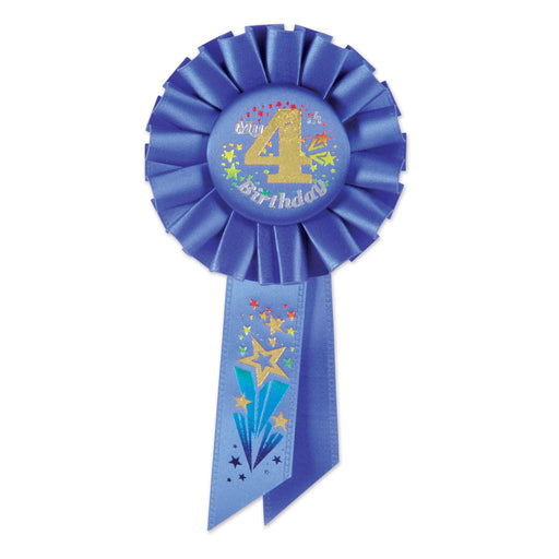 My "4th" Birthday Rosette – 3¼" x 6½" by Beistle for Birthday-Age Specific Rosettes