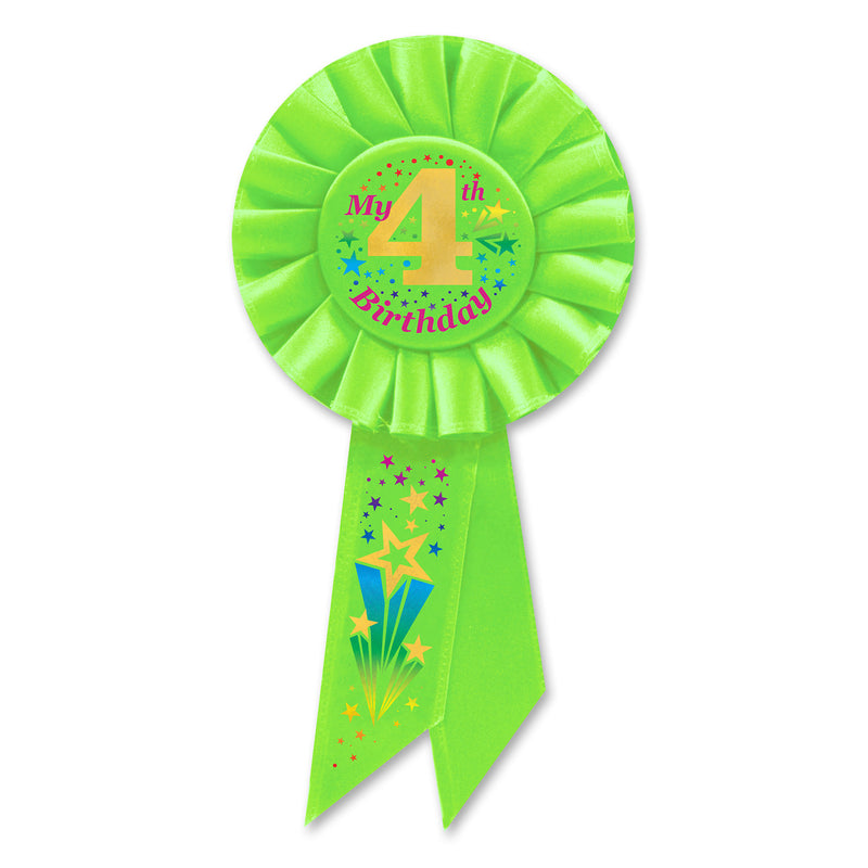 My "4th" Birthday Rosette – 3¼" x 6½" by Beistle for Birthday-Age Specific Rosettes