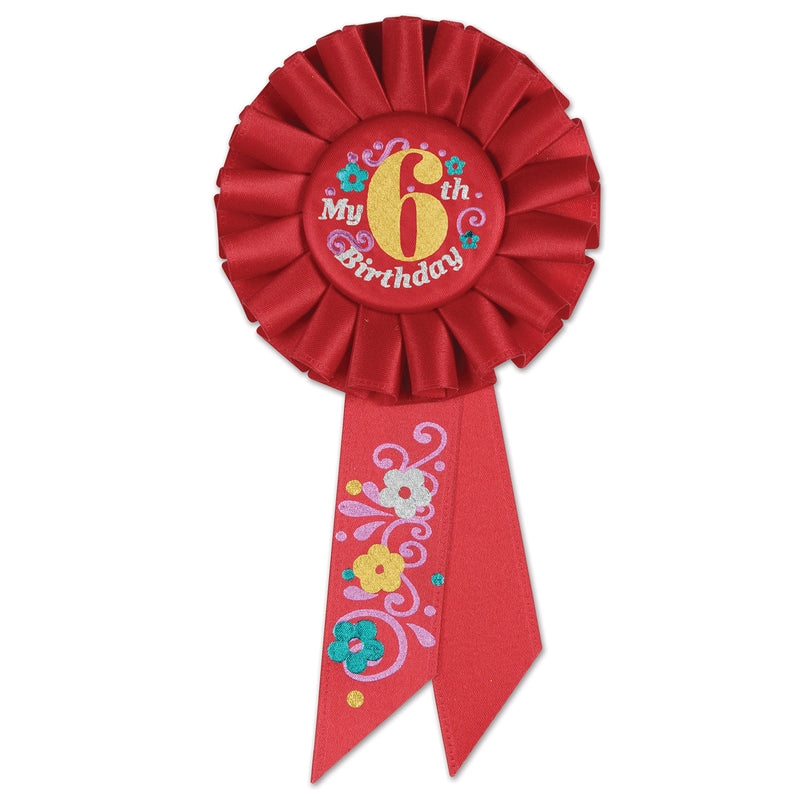 My "6th" Birthday Rosette – 3¼" x 6½" by Beistle for Birthday-Age Specific Rosettes