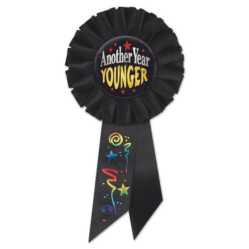 Another Year Younger Rosette – 3¼" x 6½" by Beistle for Over-The-Hill Rosettes