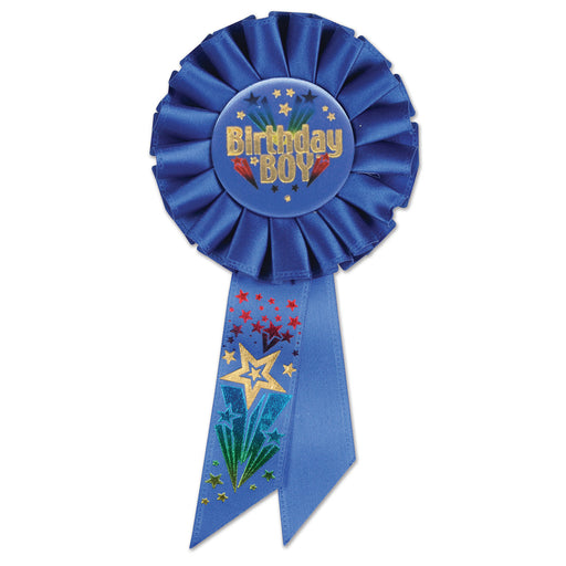Birthday Boy Rosette – 3¼" x 6½" by Beistle for Birthday Rosettes