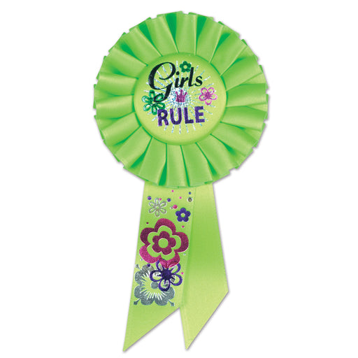 Girls Rule Rosette – 3¼" x 6½" by Beistle for General Occasion Rosettes