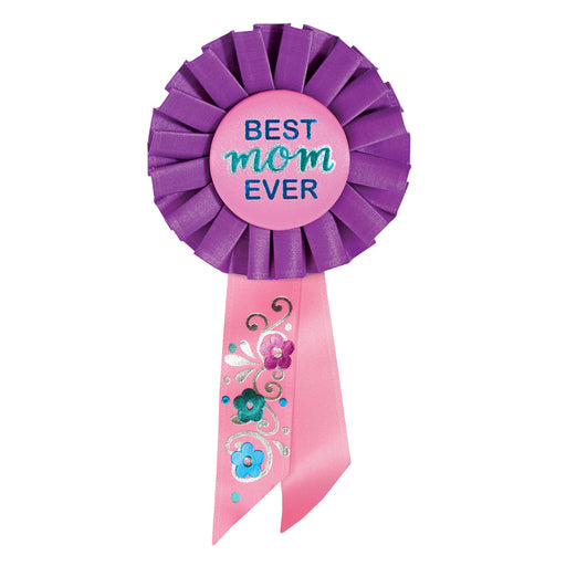 Best Mom Ever Rosette – 3¼" x 6½" by Beistle for Mothers/Fathers Day Rosettes