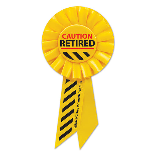 Caution Retired Rosette – 3¼" x 6½" by Beistle for Retirement Rosettes