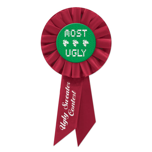 Ugly Sweater Rosette – 3¼" x 6½" by Beistle for Christmas/Winter Rosettes