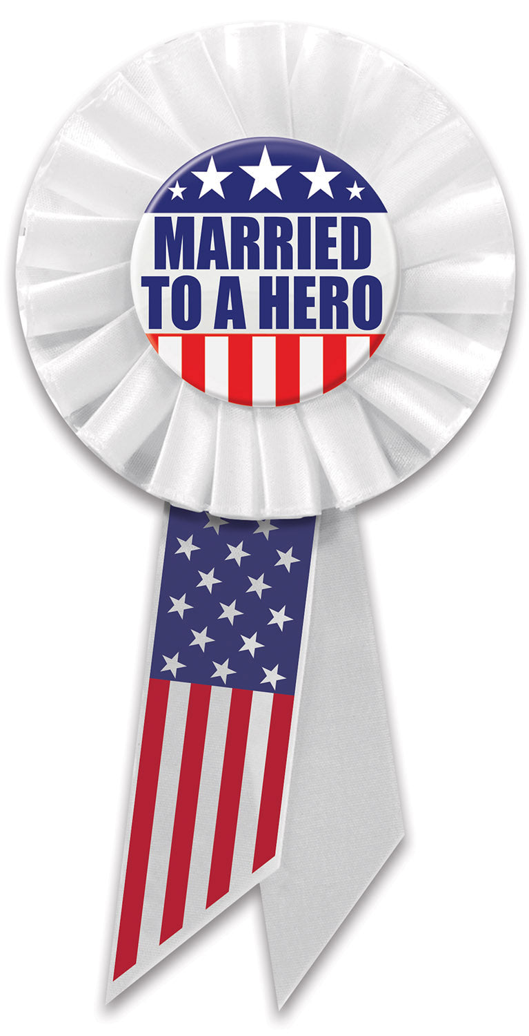 Married To A Hero Rosette – 3¼" x 6½" by Beistle for Patriotic Rosettes