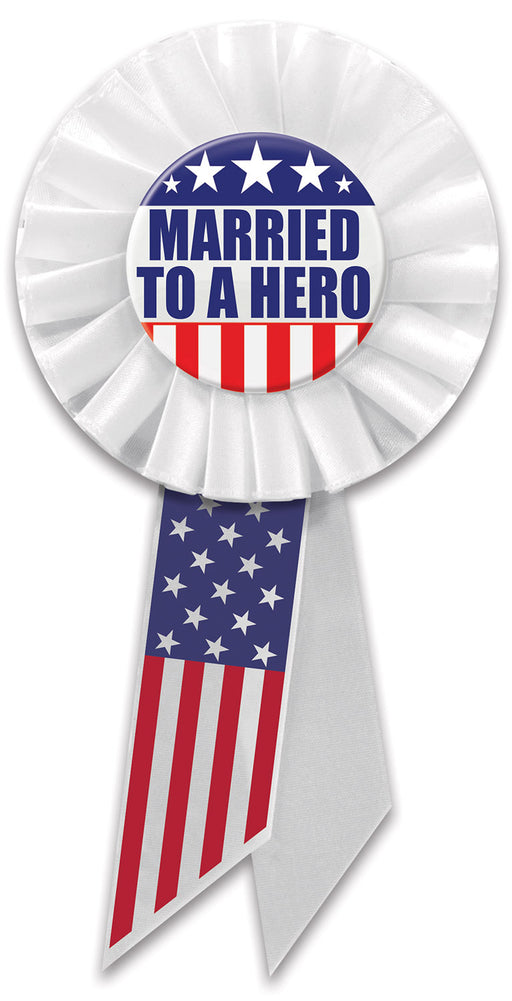 Married To A Hero Rosette – 3¼" x 6½" by Beistle for Patriotic Rosettes
