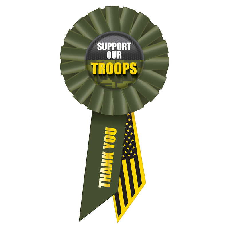 Support Our Troops Rosette – 3¼" x 6½" by Beistle for Patriotic Rosettes