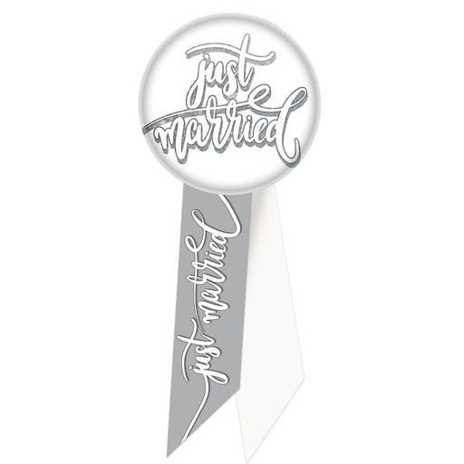 Just Married Rosette – 2" x 5½" by Beistle for Wedding Rosettes