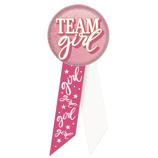 Team Girl Rosette – 2" x 5½" by Beistle for Baby Shower Rosettes