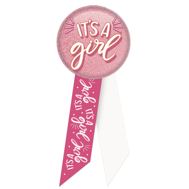 It's A Girl Rosette – 2" x 5½"