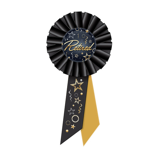 Retired Rosette – 3¼" x 6½" by Beistle for Retirement Rosettes