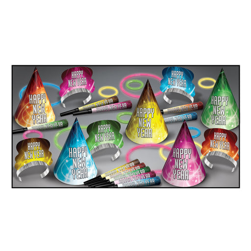 New Year Glow Asst for 10 by Beistle for New Years 10 Person Assortments