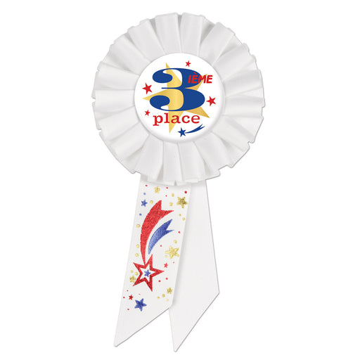 3ieme Place (3rd Place) Rosette – 3¼" x 6½" by Beistle for Sports Rosettes