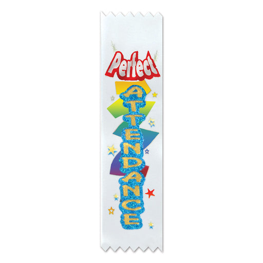Perfect Attendance Value Pack Ribbons – 1½" x 6¼" – (10/Pkg) by Beistle for Educational Value Packs