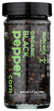 SPICELY ORGANICS: Organic Black Peppercorn Jar, 1.7 oz
