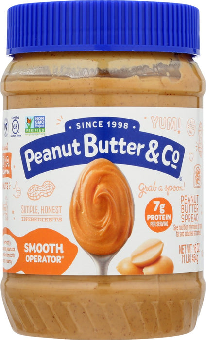 Smooth Operator is our most popular peanut butter spread, made from peanuts blended with a pinch of salt and a touch of cane sugar. We've added a little bit of palm oil to keep the peanut oil from separating so that there is no need to stir. Enjoy in a classic PB&amp;J or grab a spoon and eat it straight from the jar!