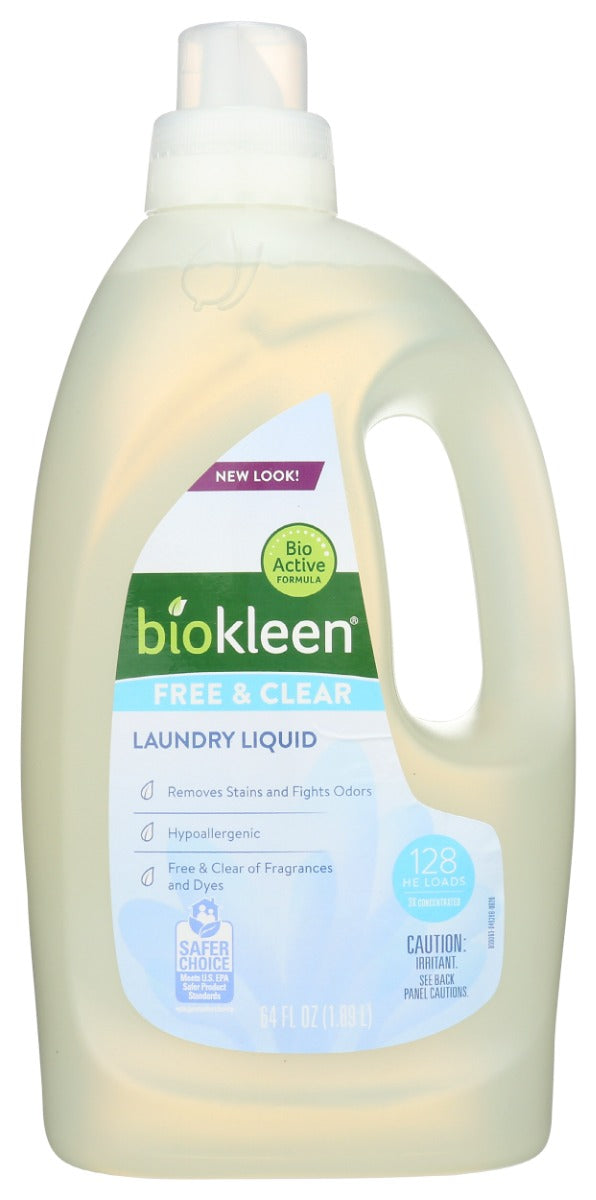 Our Free &amp; Clear Laundry Liquid detergent is hypoallergenic and Safer Choice certified, great for those with sensitive skin. It uses powerful plant-derived cleaning agents to breakup stains and eliminate odors, leaving clothes clean and fresh. Our Free &amp; Clear formula is created with no artificial fragrances or dyes, so you're never left with overpowering artificial smells.