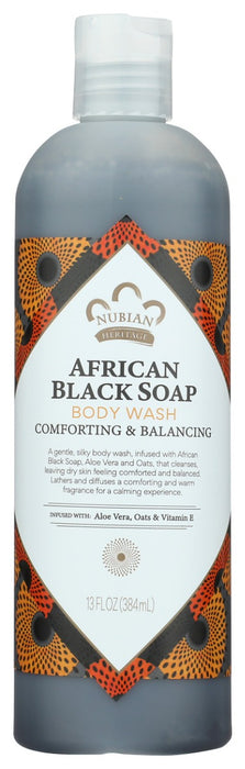 Acne-prone skin is a battlefield, but with this Nubian Heritage Body Wash, African Black Soap brings peace. Showering every day with African Black Soap helps keep that balance with the natural exfoliants in cocoa pod ash and the skin-loving hydration of organic shea butter. You'll notice clearer, smoother skin with regular use of Nubian Heritage African Black Soap. Plus, our essential oils blend fills your shower with a clean scent of a new day!
