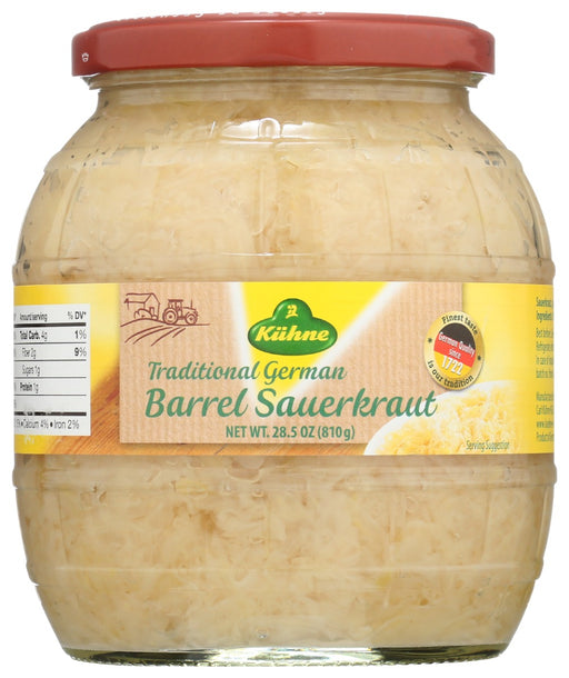 Our barrel sauerkraut is made according to a traditional German recipe which gives the full flavour. Ideal for as a side dish to smoked pork, crispy pork knuckle and to tasty sausages or as a real treat in fresh salads and savoury casseroles.