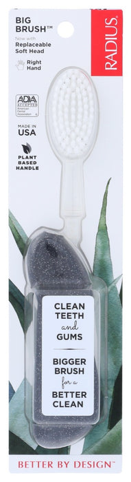 Not only do you get a superior cleaning with the wide head and massaging bristles but also by using a Replacement Head, 90 out of every 100 toothbrushes escape the fate of the landfills. Select the smaller or bigger brush head all RADIUS heads are interchangeable!