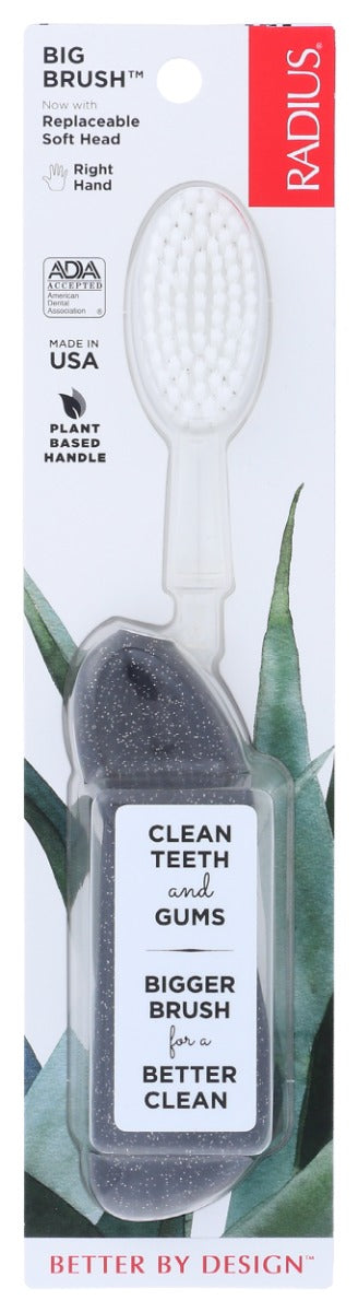 Not only do you get a superior cleaning with the wide head and massaging bristles but also by using a Replacement Head, 90 out of every 100 toothbrushes escape the fate of the landfills. Select the smaller or bigger brush head all RADIUS heads are interchangeable!