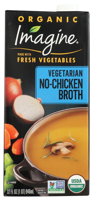 Only the freshest organic vegetables and savory herbs and seasonings go into our Organic Vegetarian No-Chicken Broth ” and you can taste the difference quality ingredients make. Try using this broth instead of oil to saut vegetables or use it instead of butter to make nutritious ” incredibly delicious ” double-stuffed baked potatoes.