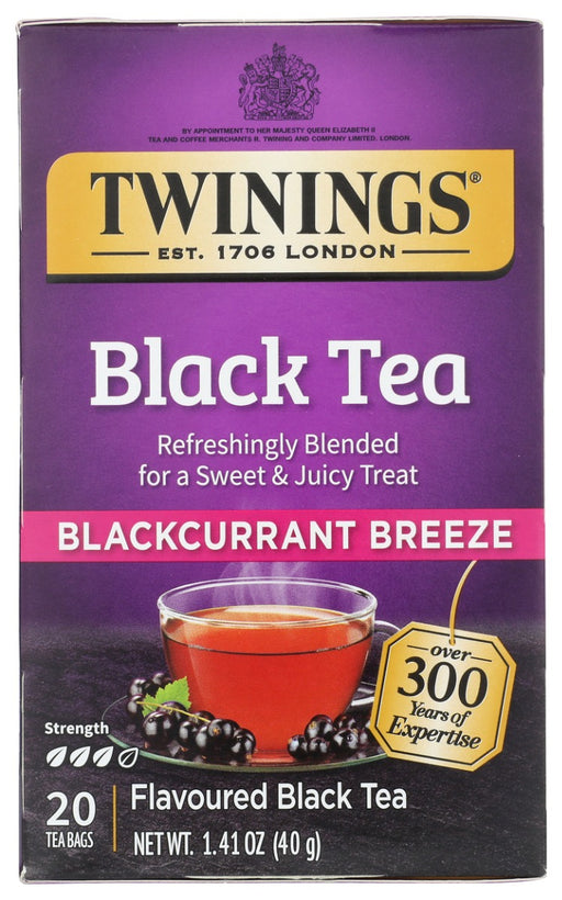 Twinings blends to perfection the finest black teas with just the right amount of flavour to give you a line of great-tasting premium black teas with an enticing flavour, fresh taste and invigorating aroma.
Fine black tea expertly blended with the juicy flavour of blackcurrants to deliver a distinctive tea with a strong, fruity aroma and sweet &amp; tangy taste.